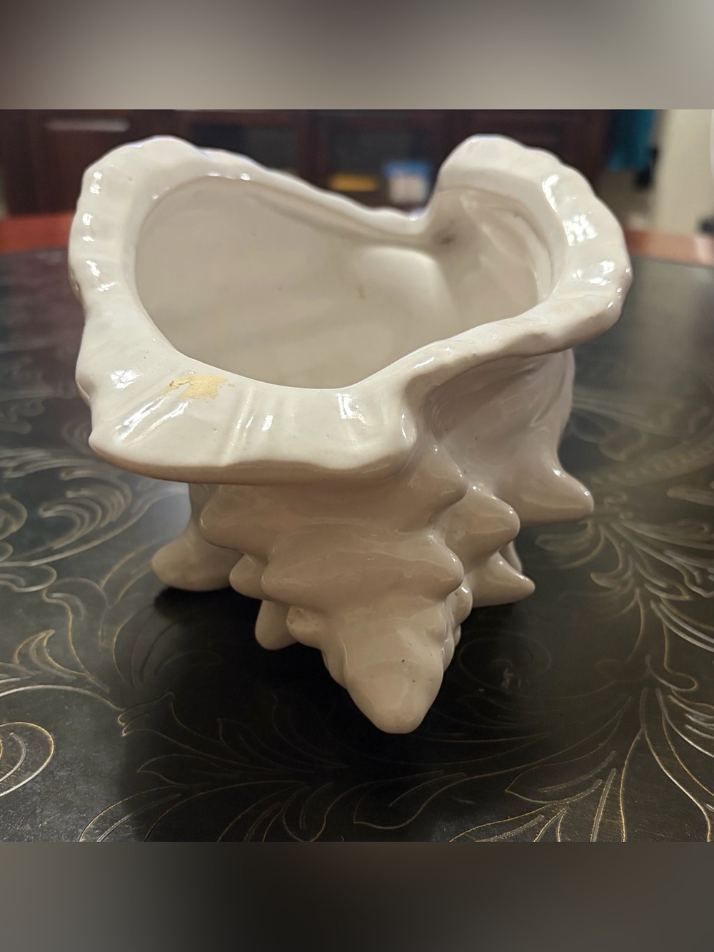 Vintage White Ceramic Shell Planter /Dish /Vase